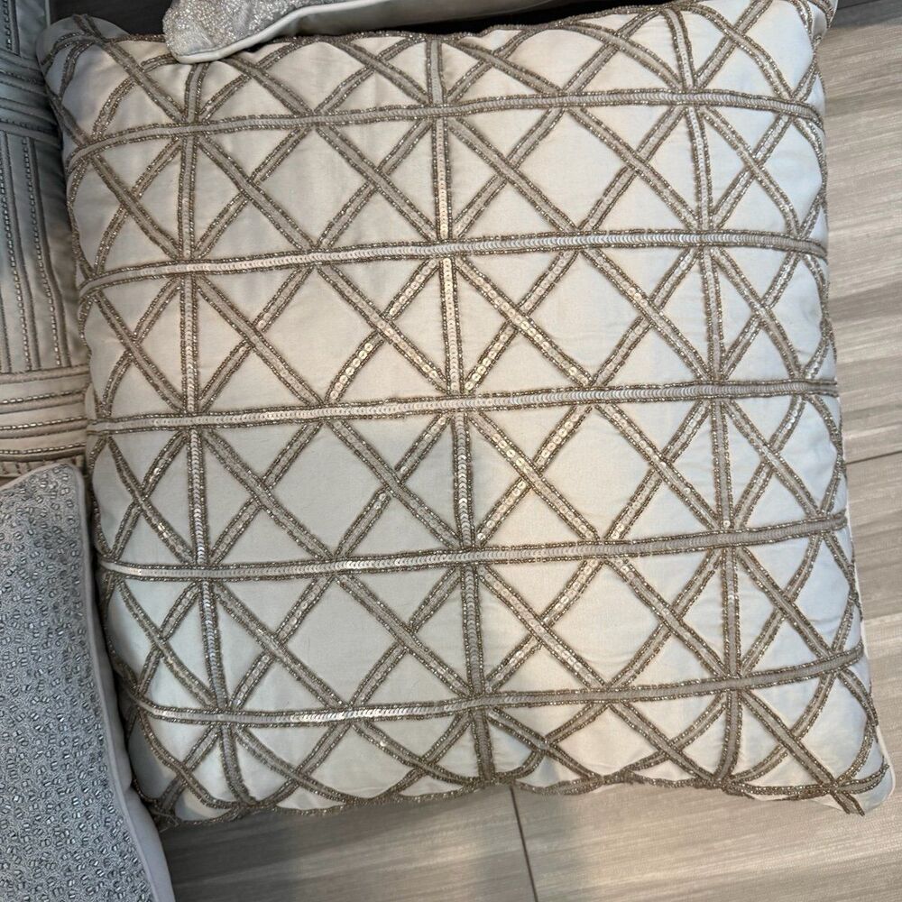 Brand new Hotel Collection Lithos beaded decorative pillow